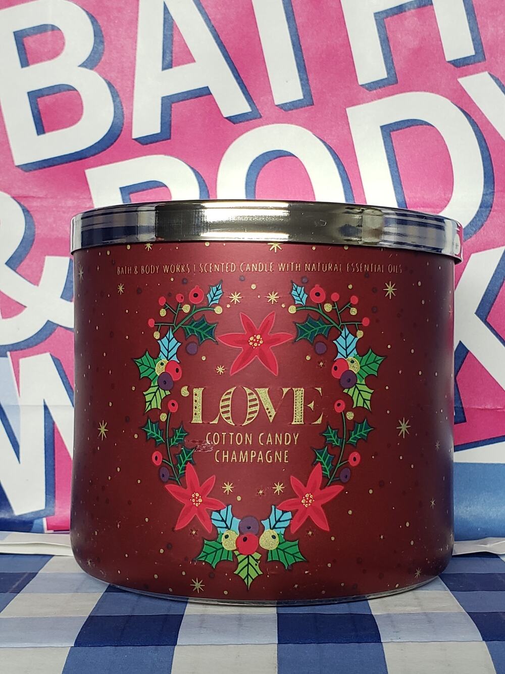 BBW Love Cotton Candy Champagne Large 3 Wick Candle